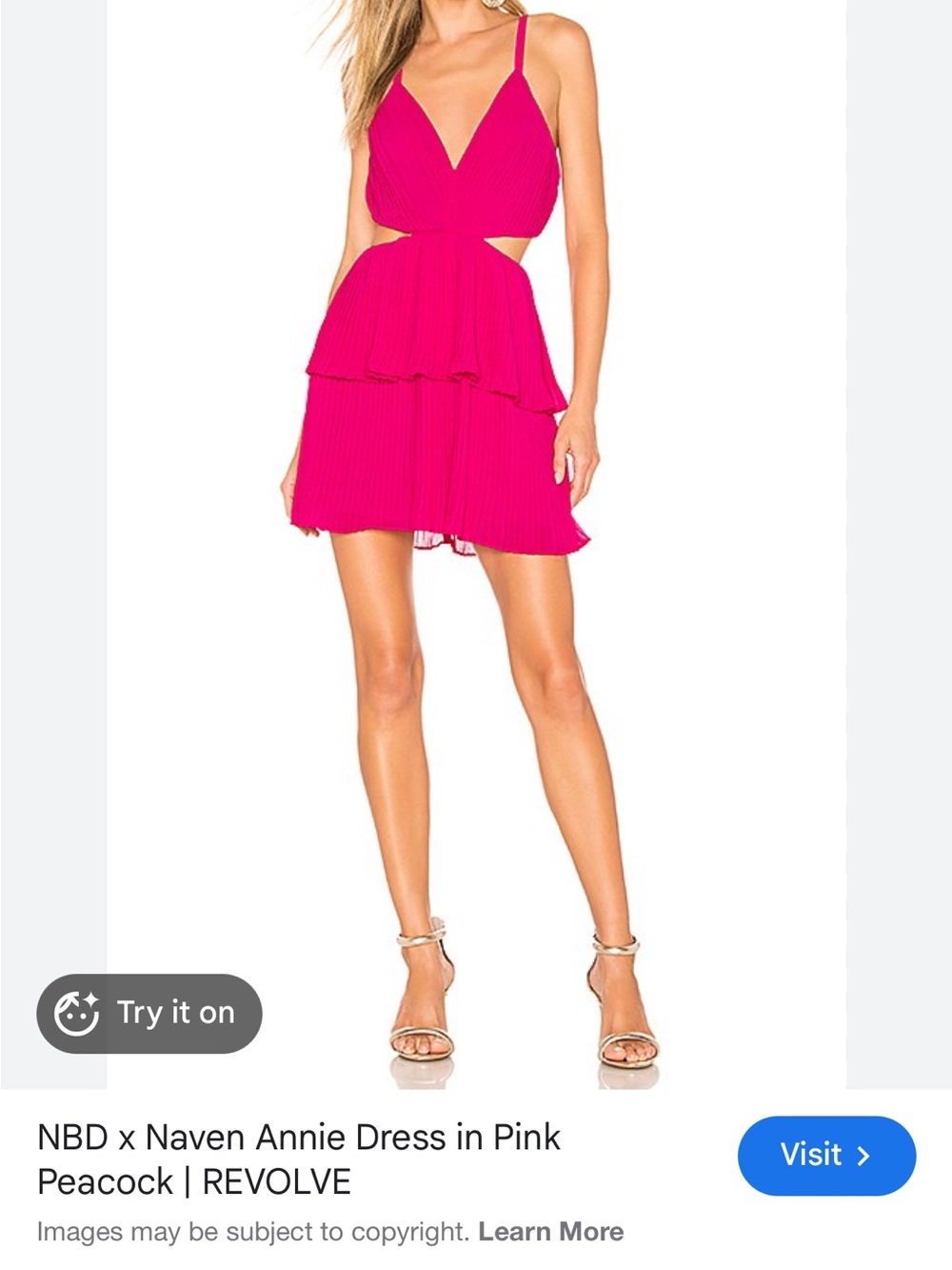 NBD Annie Cutout Ruffled Mini Dress in Hot Pink